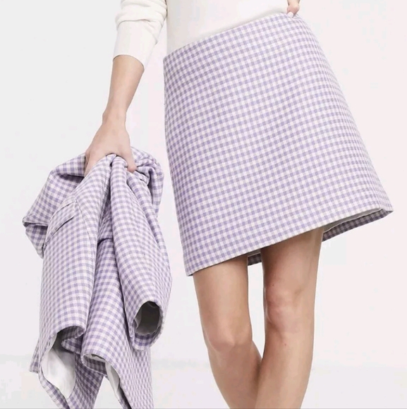 & Other Stories Purple Gingham Plaid Mini Skirt Manteco Fabric US 4 - Picture 1 of 12